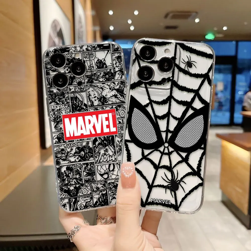 Marvel Face Iron Spider Man Venom Logo Clear Phone Case For Xiaomi Redmi Note 13 12 12S 11 11T 11S 10 9 10S 9S 9T 8 Pro Max Case