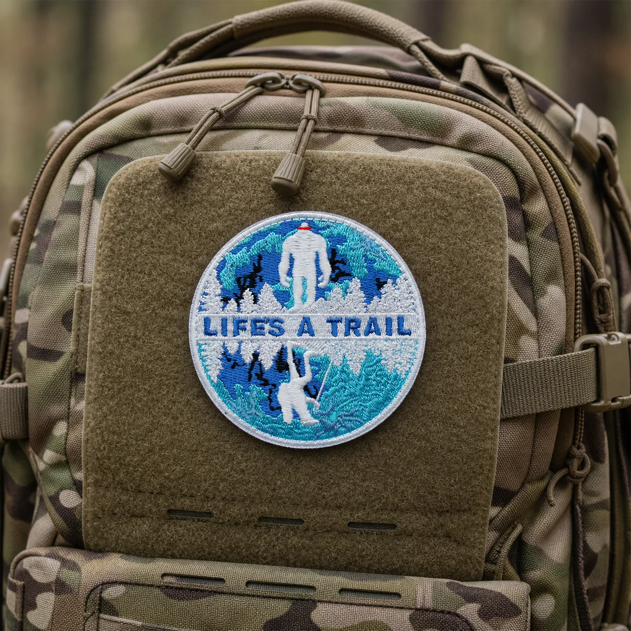 LIFE'S A TRAIL Embroidery Patch Landscape Outdoor Climbing Starry Sea Inverted Image Tactics Armband Badges DIY Decorate