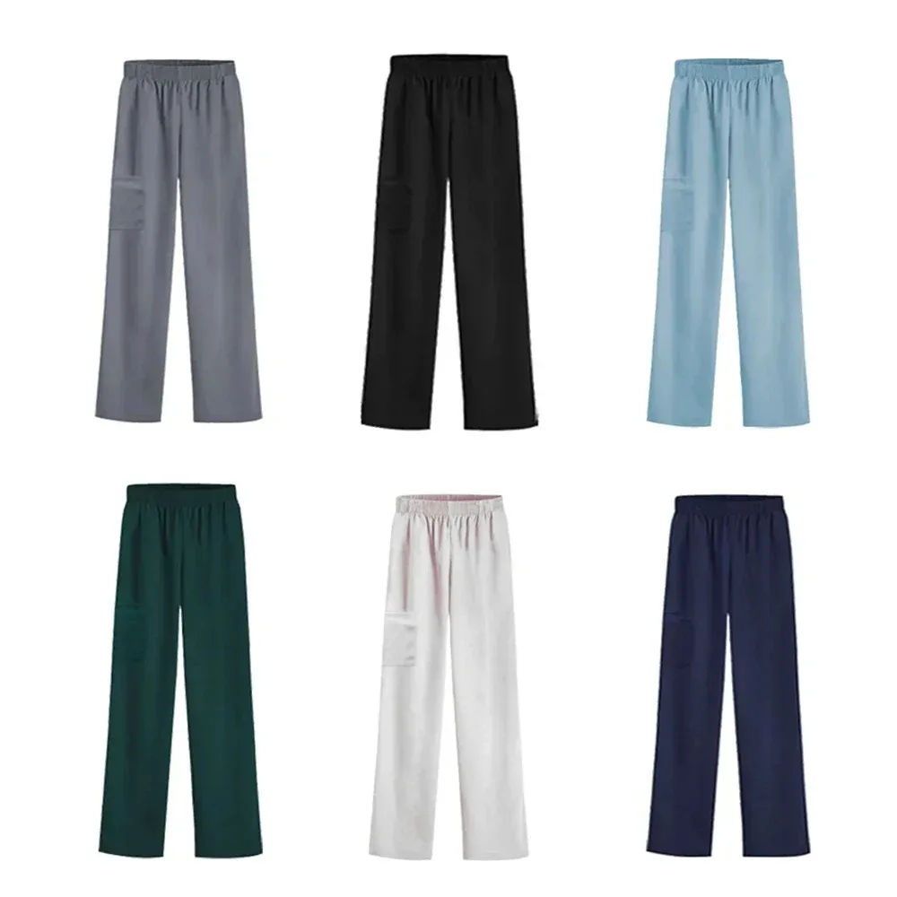 Pantalones elásticos de enfermera, pantalones quirúrgicos para mujer, pantalones de verano, cintura elástica negra, pantalones de trabajo de médico de secado rápido de talla grande