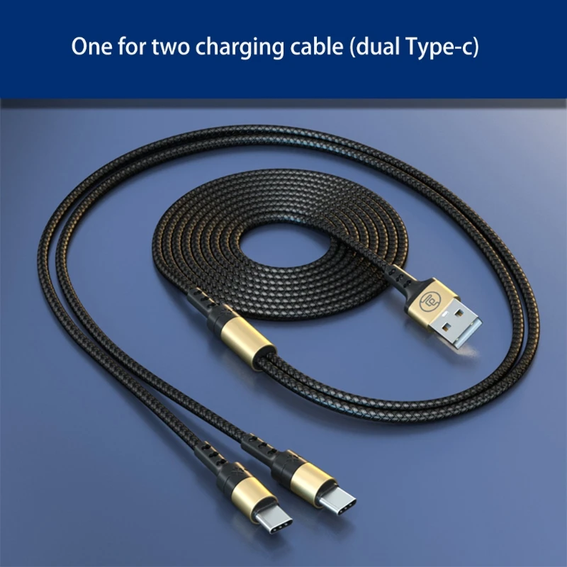 2 in 1 Dual Type C Charging Cable Only Charge Two in one Data Cable Fast Charging Cable for Phones 1.2/1.5/2M