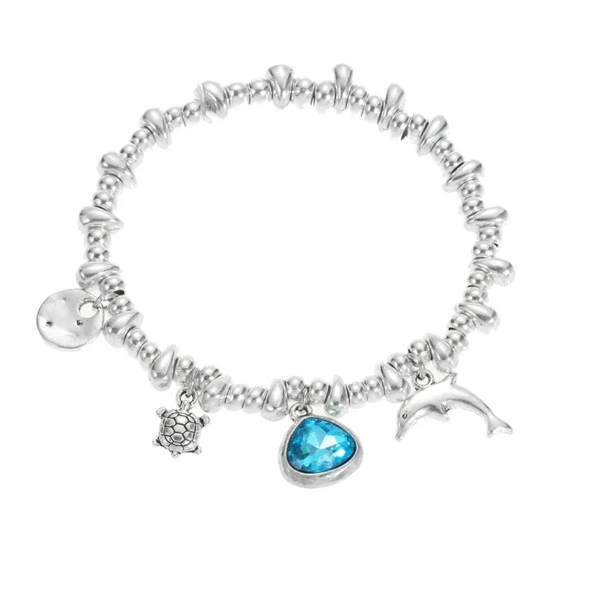 Dolphin Turtle Charms Adjustable Crystal Personalization Bracelet For Women Lady Summer Beach Jewelry 2023 NEW Custom Jewelry