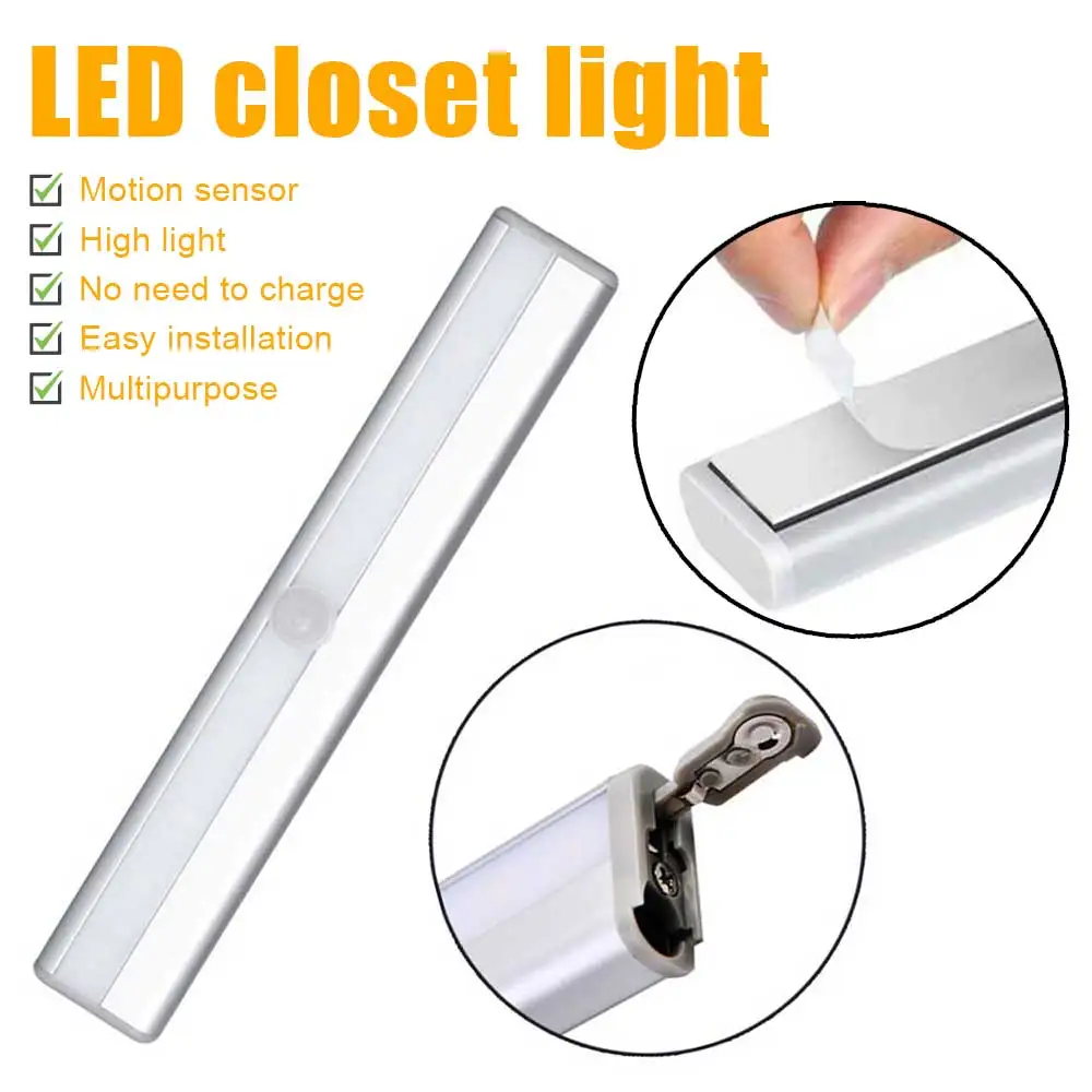 PIR Motion Sensor LED Cabinet Light 6 /10 Led Automatic Sensor Wardrobe Closet Light Drawer Night Light Lamp for Kitchen Bedroom