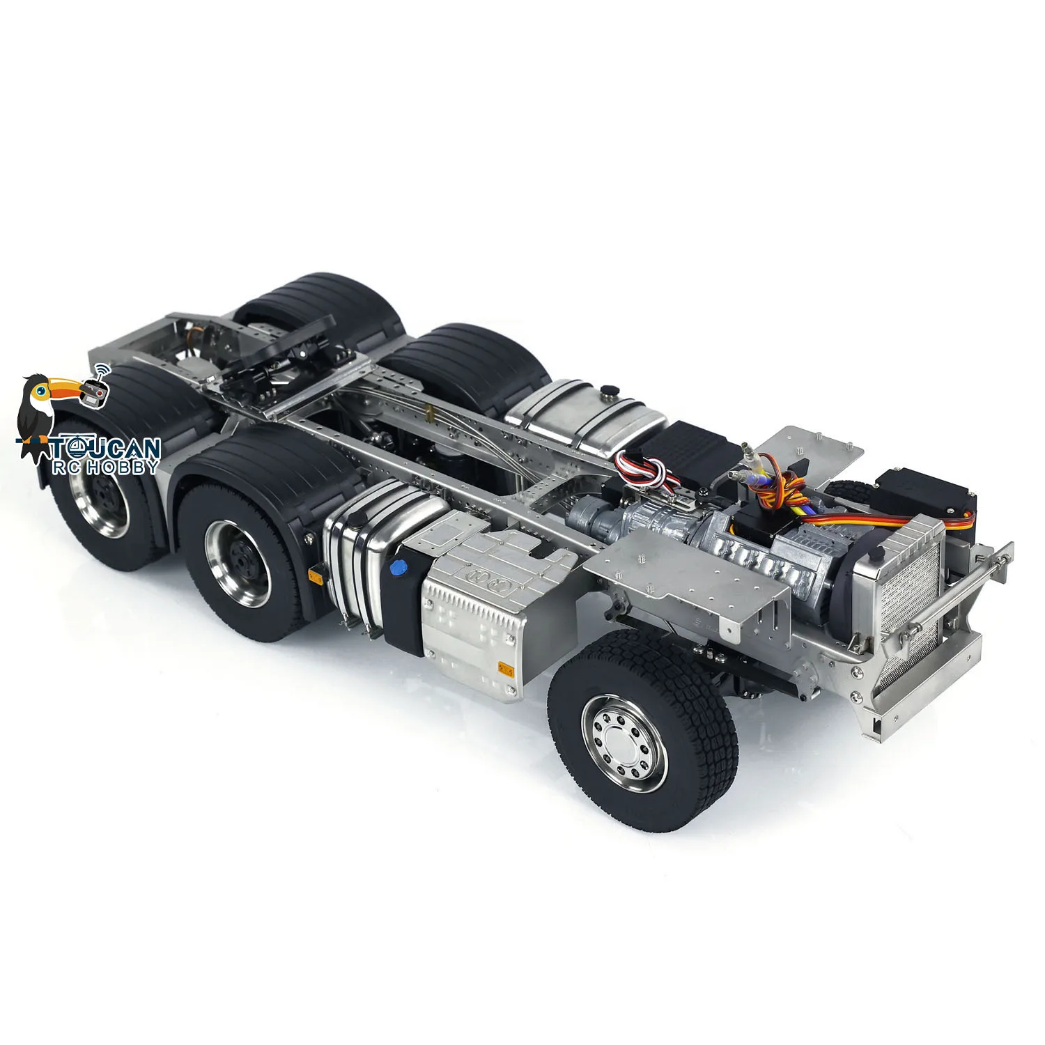 1/14 Metal Finished Chassis with Differece Lock 6x6 3speed Gearbox for Tractor Truck Toys RC FH16 Car Vehicle Model Part TH23563