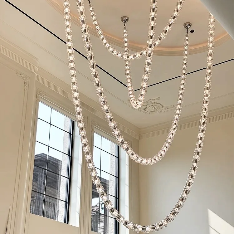 

Light luxury villa duplex chandelier apartment crystal necklace chandelier