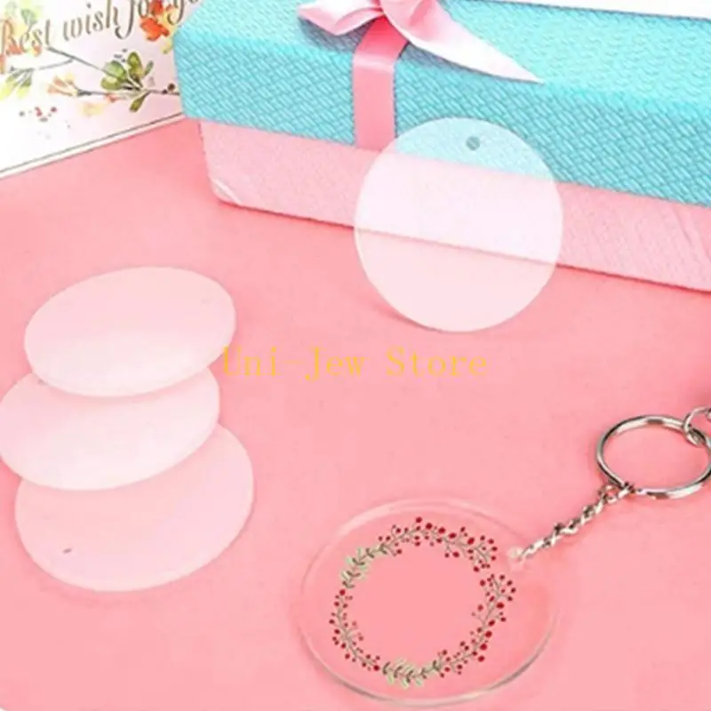 40GB Acrylic Keychain Blanks Leather Tassels for Key Chain Ring and 24 Jump Rings