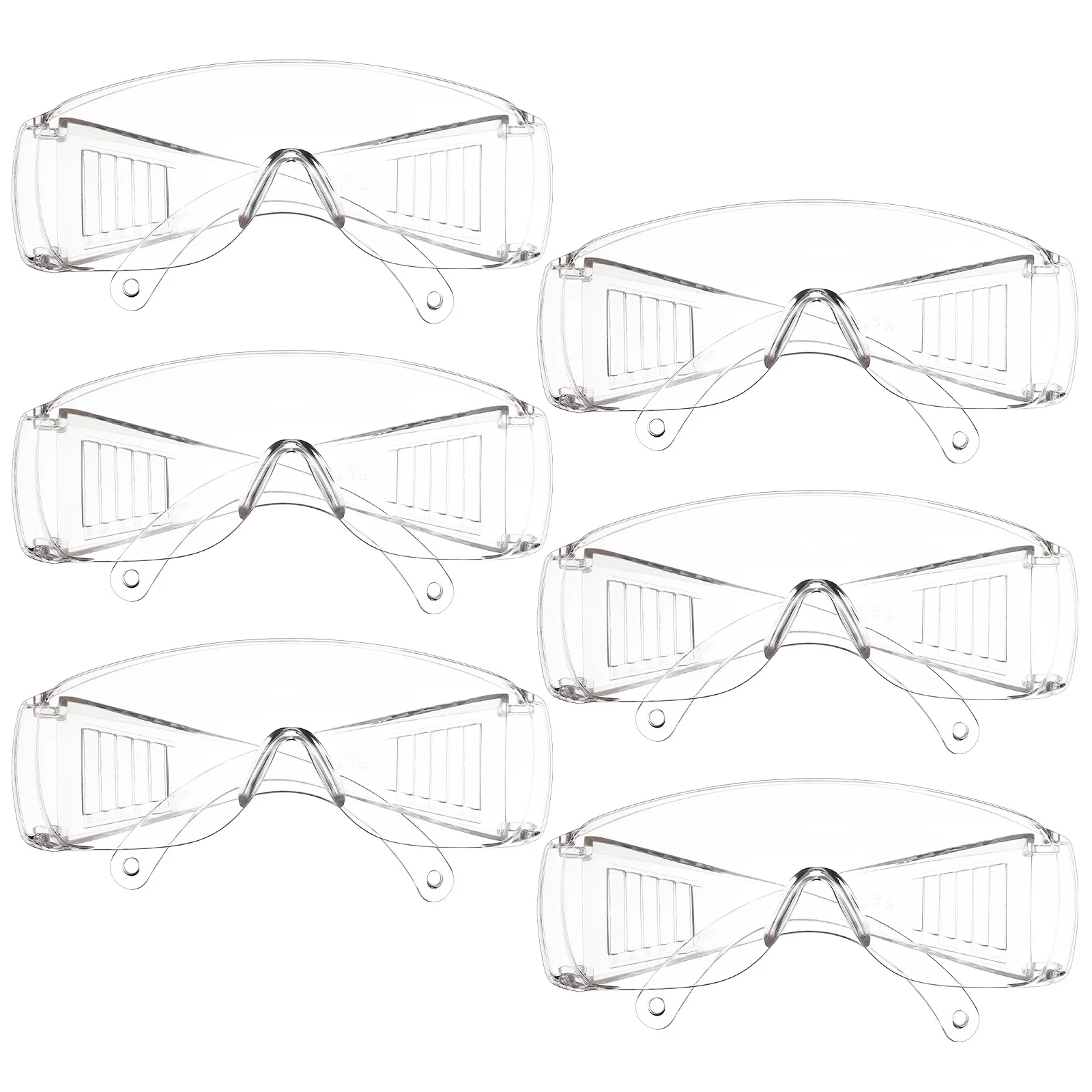 

6pcs Protective Eyeglasses Lab Safety Glasses Ventilated Clear Safety Glasses For Laboratory Factory Work
