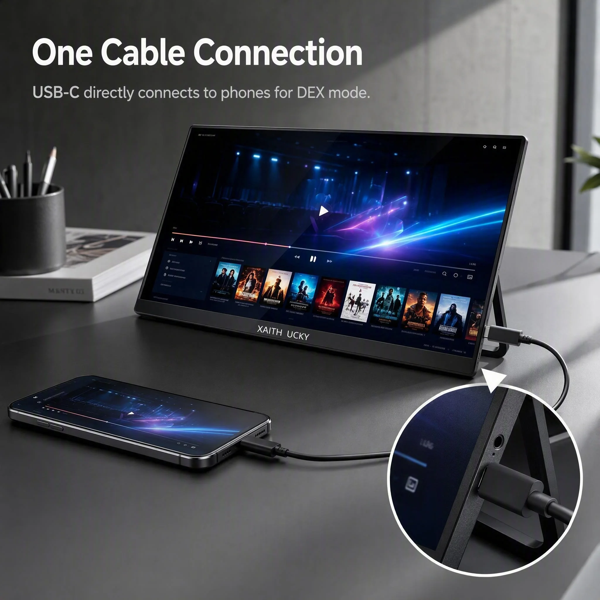 14‑Inch Touchscreen Portable Monitor, 1920×1200, USB‑C, 10‑Point Touch, 16:10 Aspect Ratio, 100% sRGB, Low Blue Light, Foldable