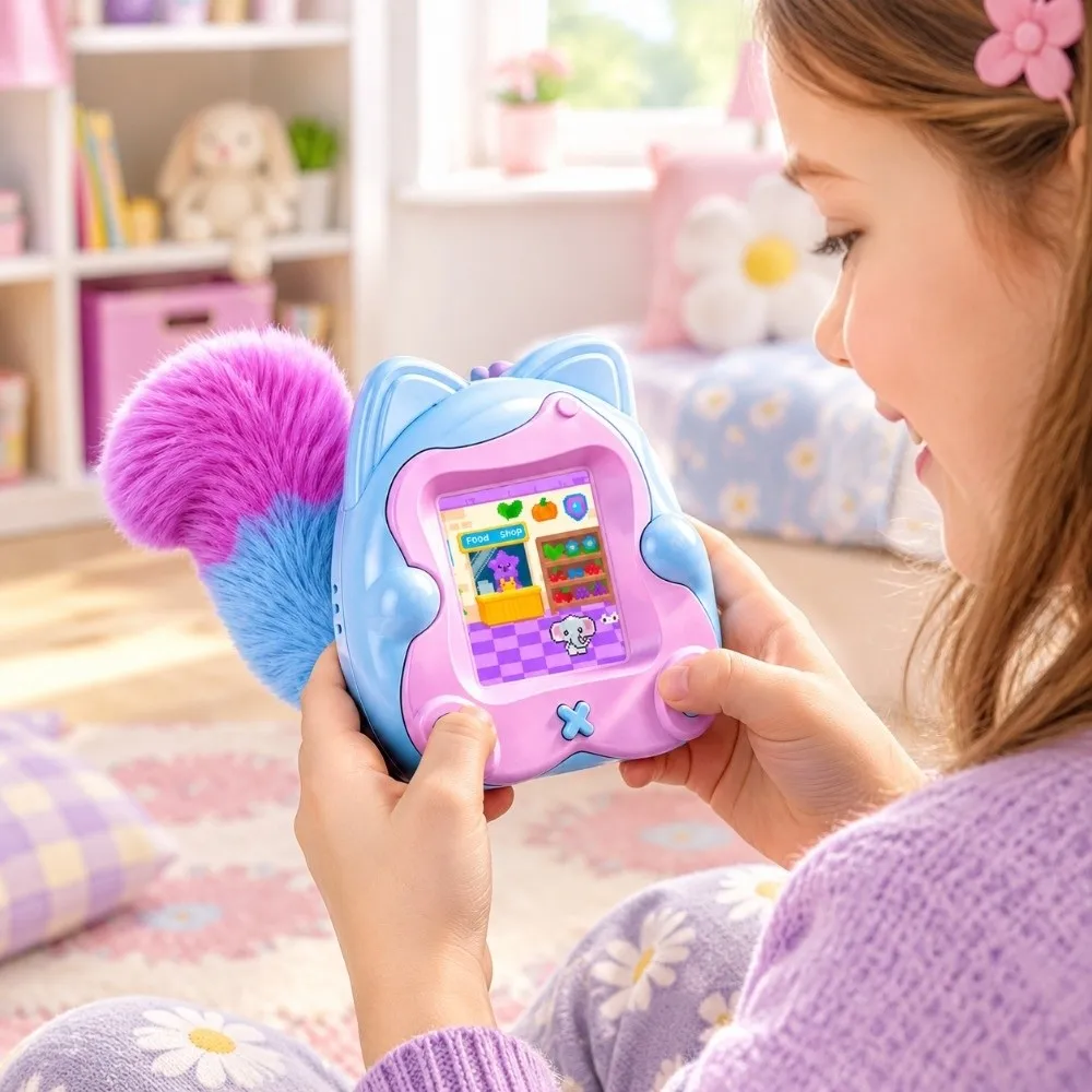 Color Screen Electronic Pet Machine Compact Portable Virtual Pet Keychain Mini Educational Gift Learning Game Device