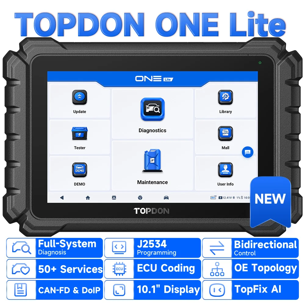 TOPDON ONE LITE Professional Car Diagnostic Tool 50+ Hot Functions Automotive Code Reader ECU Coding Bi-directional OBD2 Scanner J2534 VCI Scanner