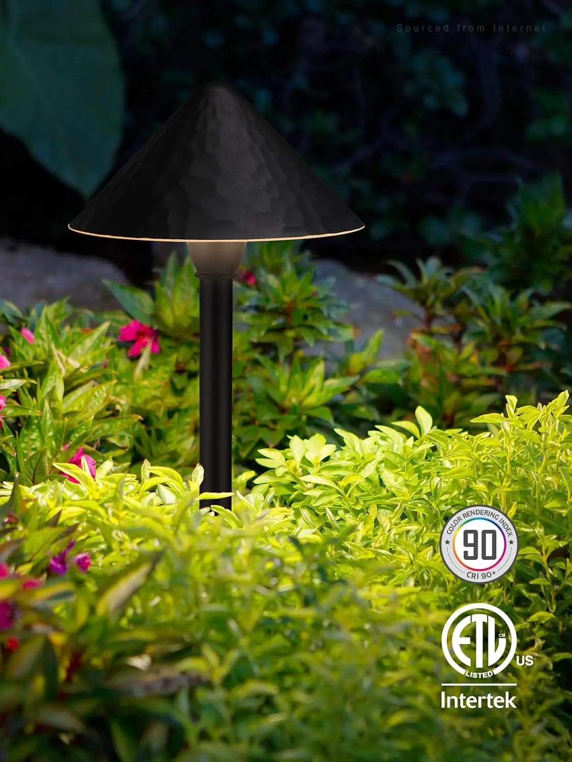 12-Pack Low Voltage Pathway Lights, 3W 12-24V AC/DC CRI90+ Low Profile LED Landscape Path Lights, Cone Head