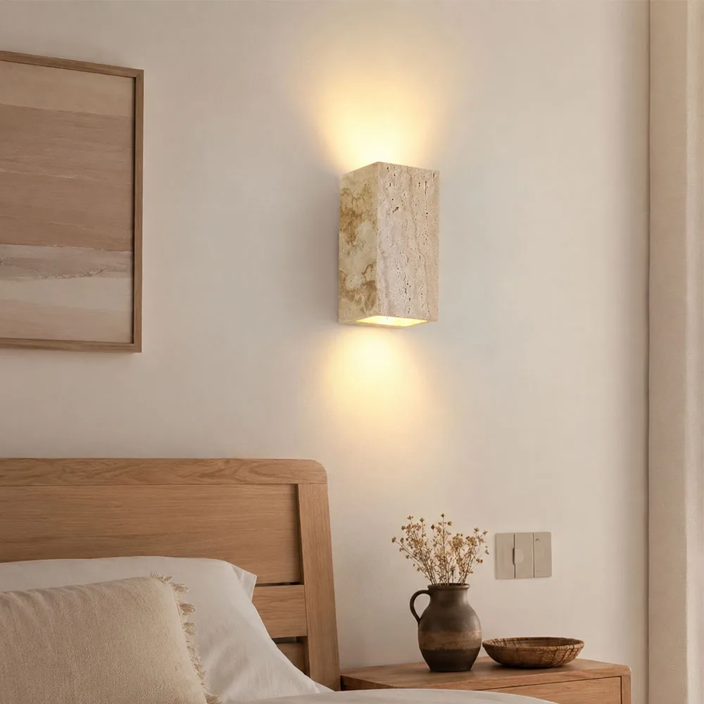 Natural Stone Wall Lamp IP65 Outdoor Waterproof Bedside Retro Sconces Lighting Fixture Home Decoration Indoor