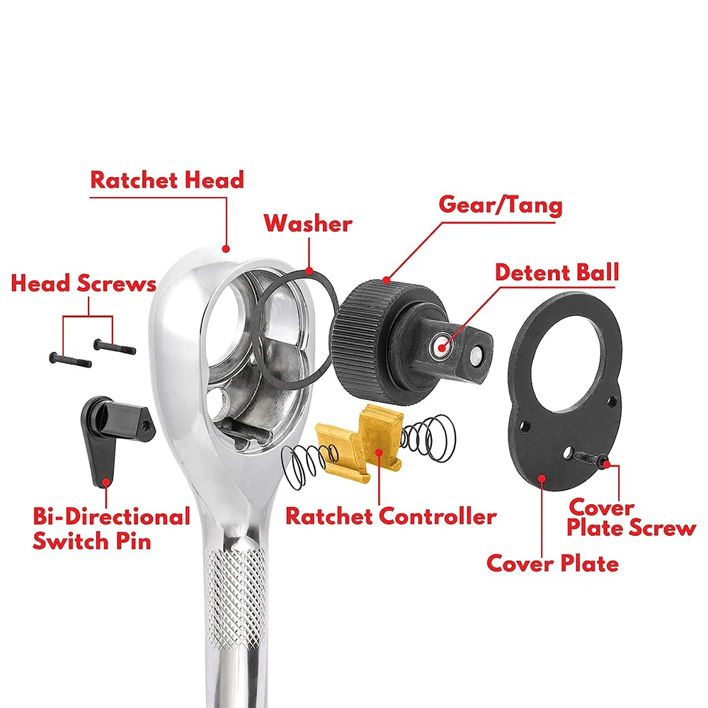 3pcs Mini Ratchet Wrench 1/4 3/8 1/2 Inch Drive Stubby Ratchet Set Quick-Release Head 72-Tooth Square Head Spanner