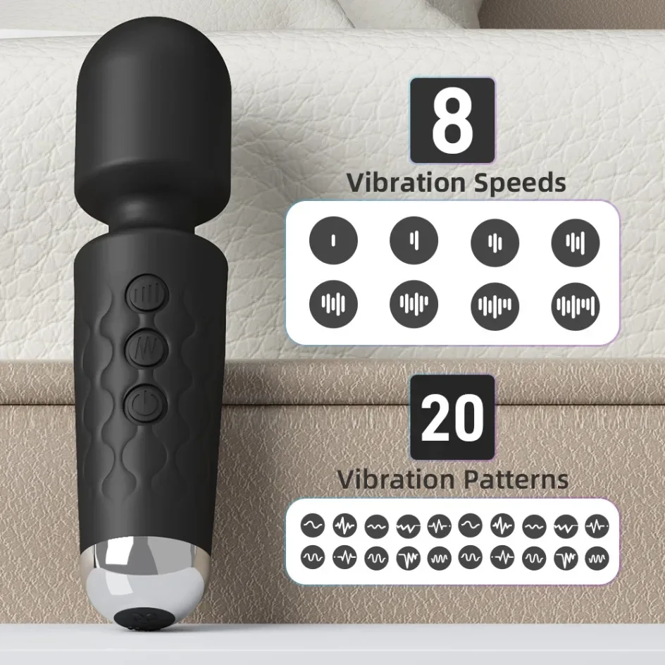 AV Vibrator Wand Personal Massager Clit Stimulator Sex Toy for Women 20 Patterns 8 Speeds Rechargeable Mini Vibrators Adult Toys - Image 2