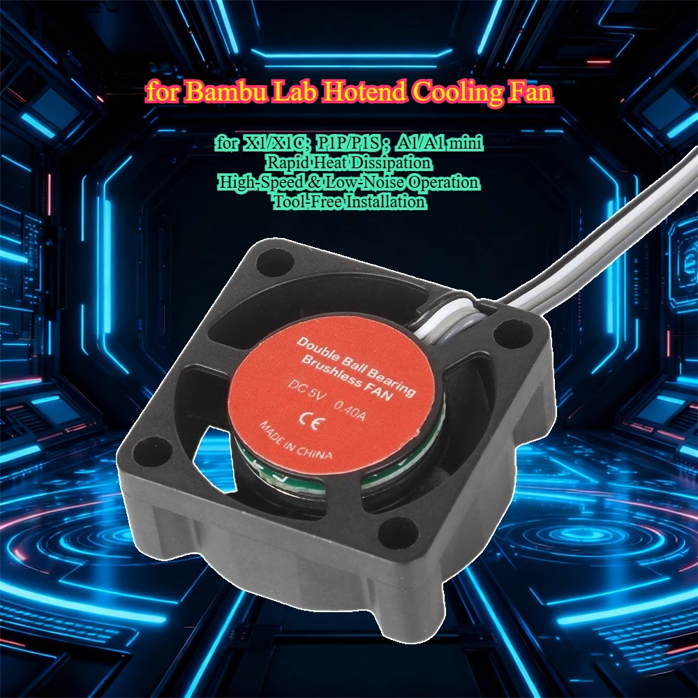 

Охлаждающий вентилятор для Bambu Lab P1S/X1C/A1 Mini Hotend - вспомогательный вентилятор с двойным шарикоподшипником для рассеивания тепла для 3D-принтера