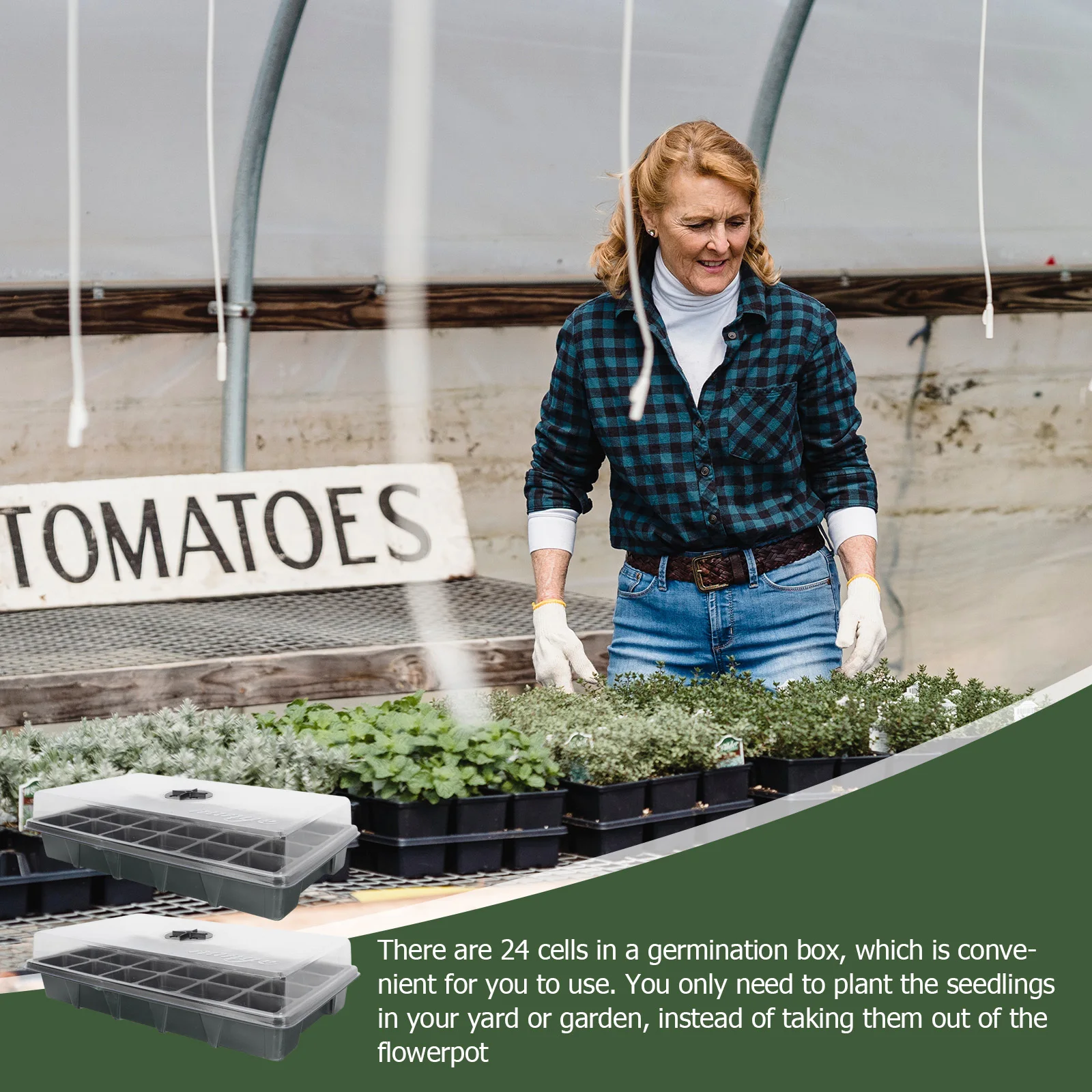 2 قطعة 24-خلية صندوق إنبات النبات الثقيلة البلاستيك صينية الحضانة لبدء البذور حديقة تزايد عدة الخضار كاتب #5