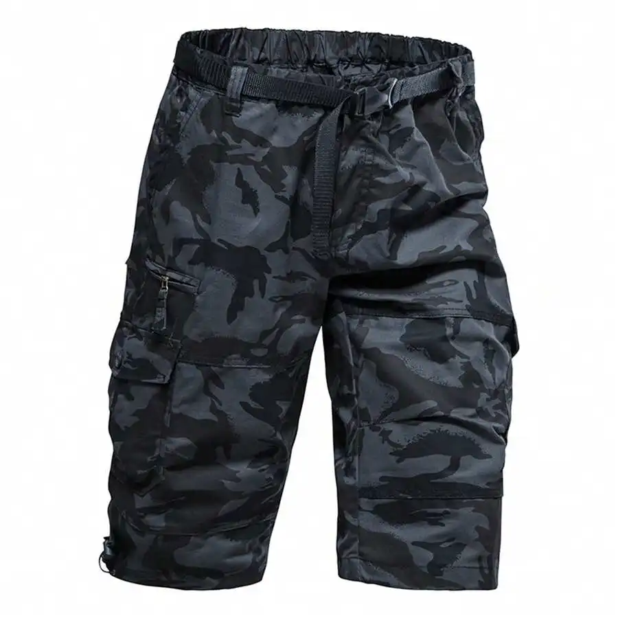 

Mens Camouflage Cargo Shorts With Elastic Waist And Multi Pockets For Hiking Outdoor Sports