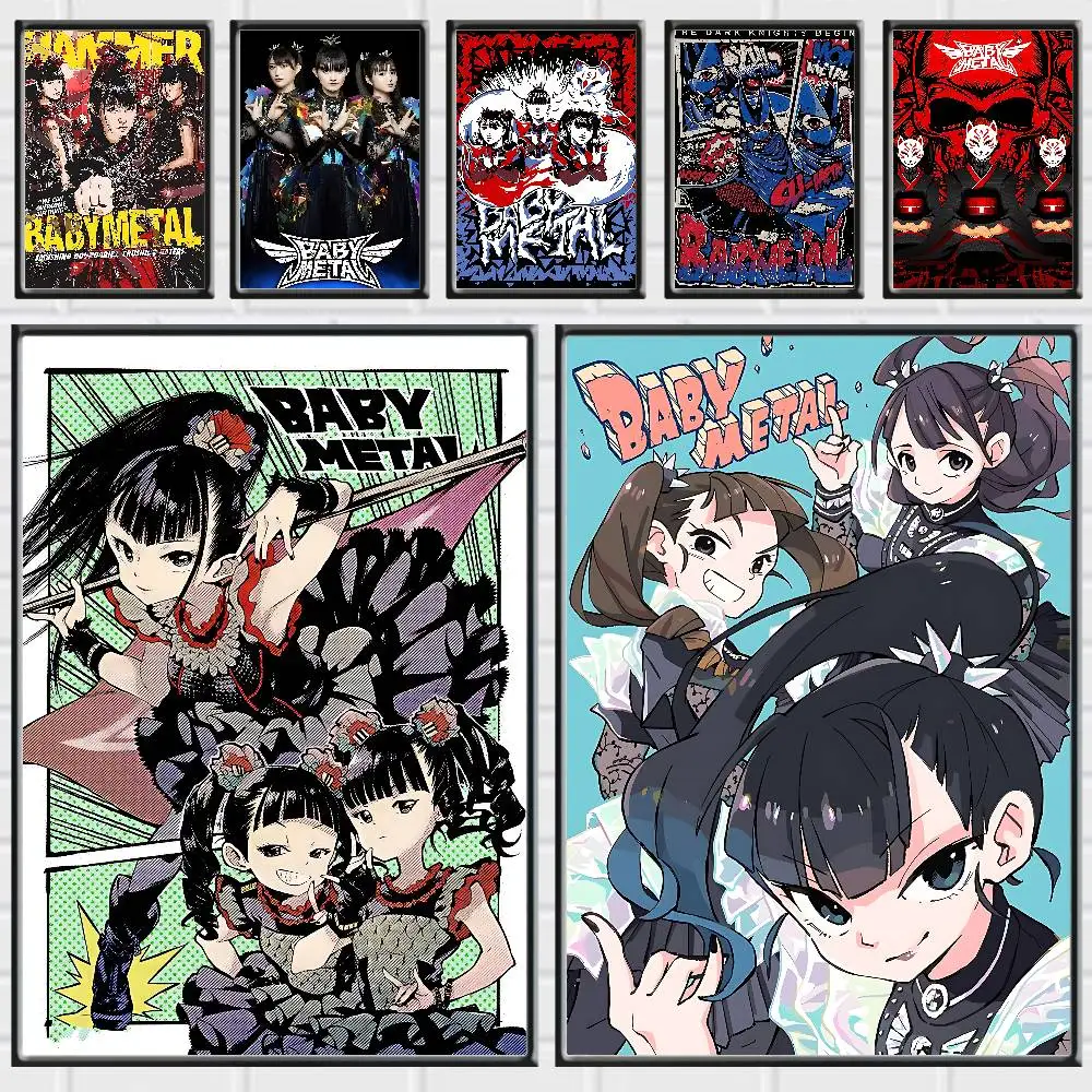 Kawaii Band Babymetal Posters Premium Self-Adhesive No Residue Wall Sticker for Home Office Bar Decor