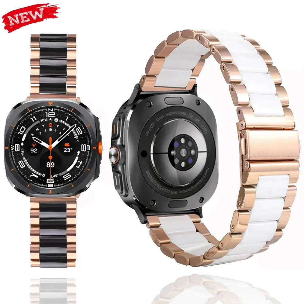 Keramik-Metallband für Samsung Galaxy Watch Ultra 2025, 47 mm, Luxus-Armband für Galaxy Watch 8 40/44 mm, klassisches 46 mm-Zubehör