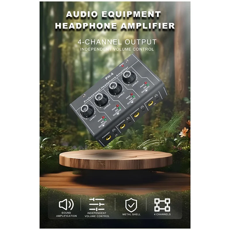 

Headphone Amplifier Stereo Sound System 4 Channel Alonecontrol Volume-A22R