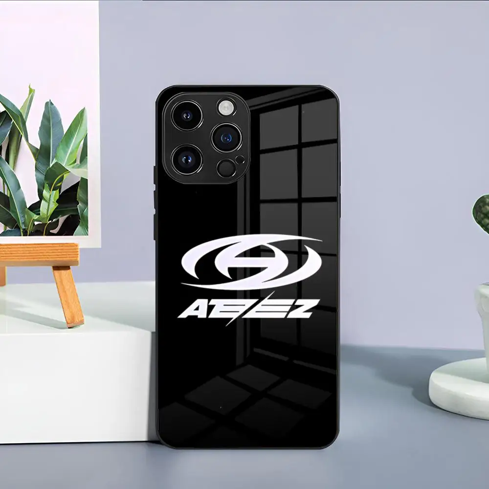 Singers A-ATEEZ Logo Phone Case For IPhone 15 Pro Max 14 Pro 12 11 13 Mini X XR XS 16 Plus SE 2020 Glass Cover