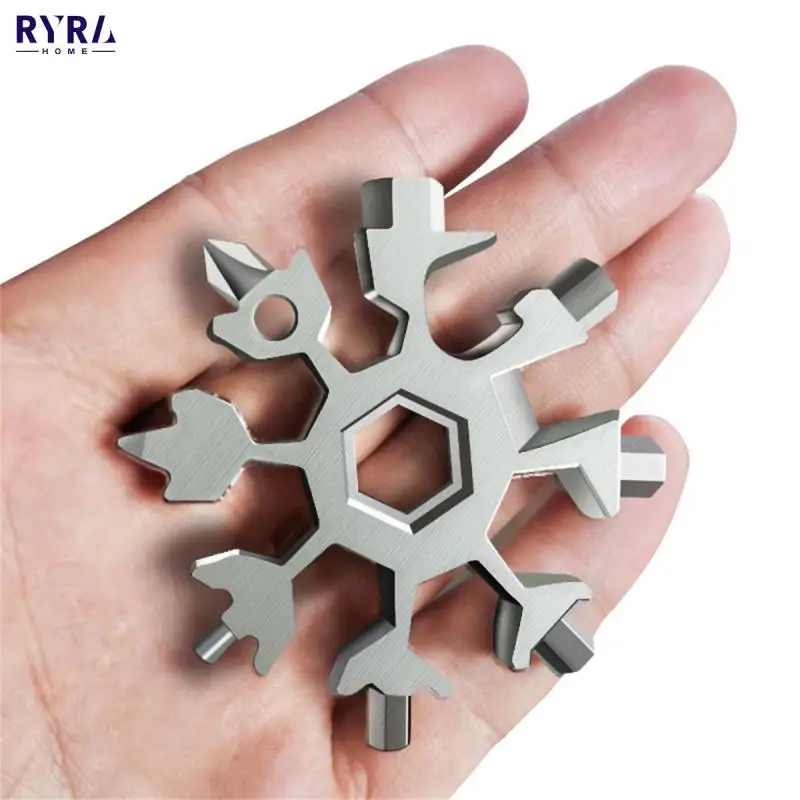 Multipurpose Snowflake Metal Wrench Tool Universal 18-in-1 Octagonal Star Anise Screwdriver Snow Emergency Spanner Bottle Opener