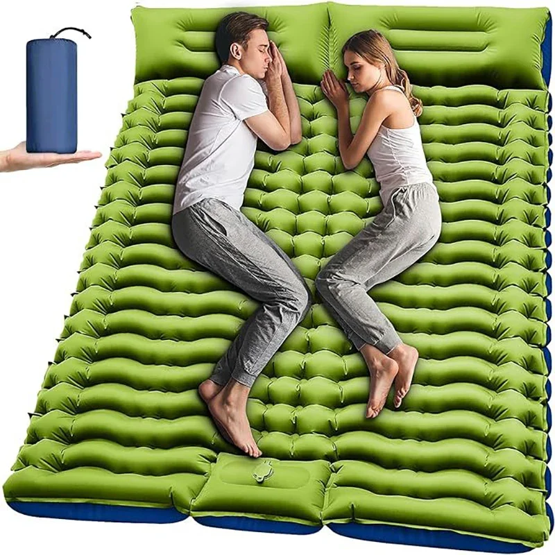 Camping Inflatable Mattress with Built in Foot Pump & Pillow Portable Sleeping Pad Outdoor Ultralight Air Mat for Hiking Travel