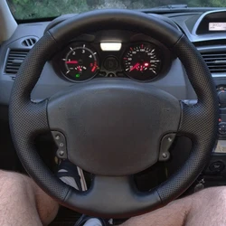 Black Anti-Slip Artificial Leather Car Steering Wheel Braid Cover 100% Fit For Renault Megane 2 Scenic 2 Grand Scenic Kangoo 2
