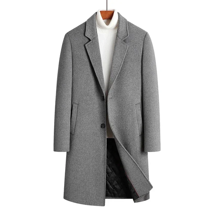 

Autumn and winter new men's woolen coat wool 54.3% medium and long suit collar cotton thickened woolen coat men's coat