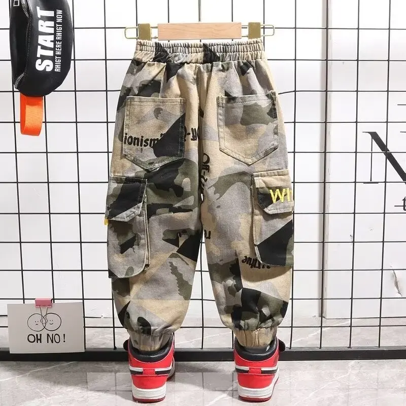 Cotton Pants CamouflageOveralls Boys Casual Cargo Pants High Quality Cotton Overalls Military Style Tactical Camouflage Trousers