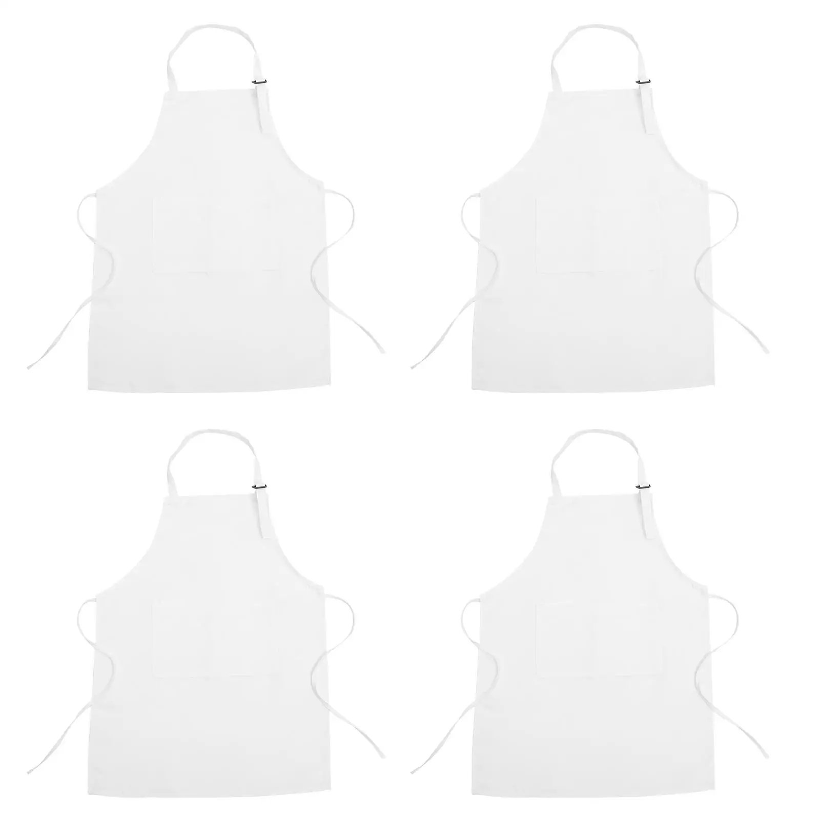 4 Pcs Apron White M Size Adjustable Toddlers Painting Apron Reusable Polyester Easels Painting Cooking Supplies