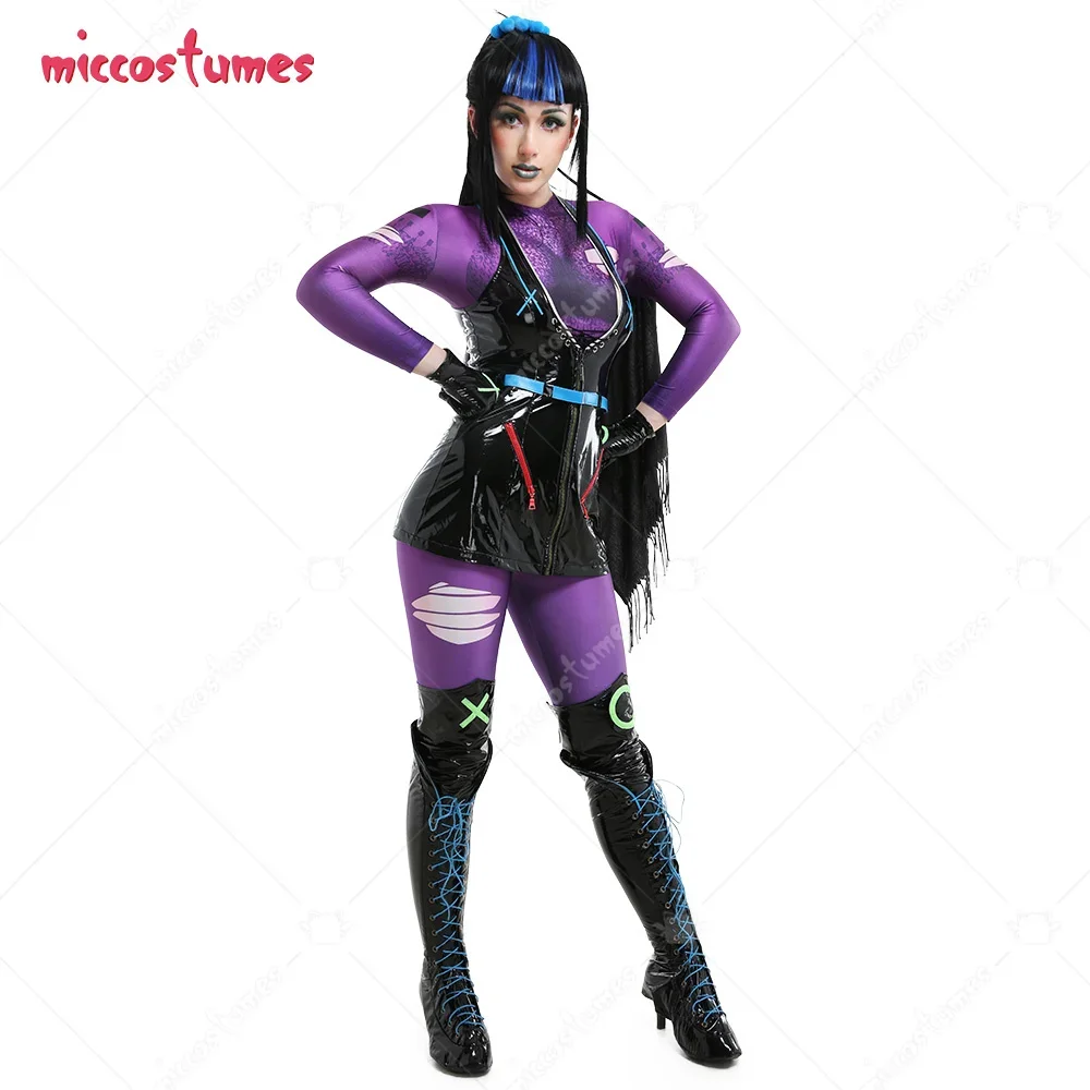 Women's  Joker's Girlfriend Cyberpunk Cosplay Costume Bodysuit Full Set with Gloves and Scarf