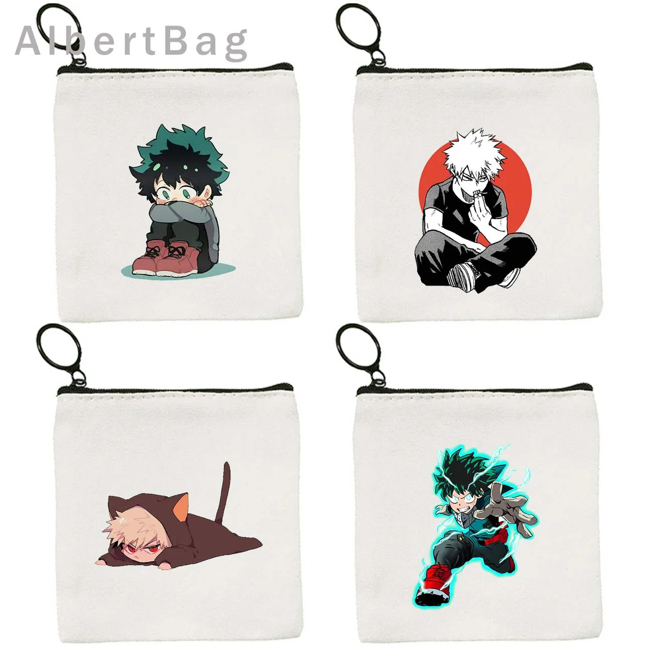 Cute Cartoon Anime My Hero Academia Deku Todoroki Tsuyu Bakugo Genius Canvas Coin Purse Key Case Small Bags Wallet Zipper Pouch