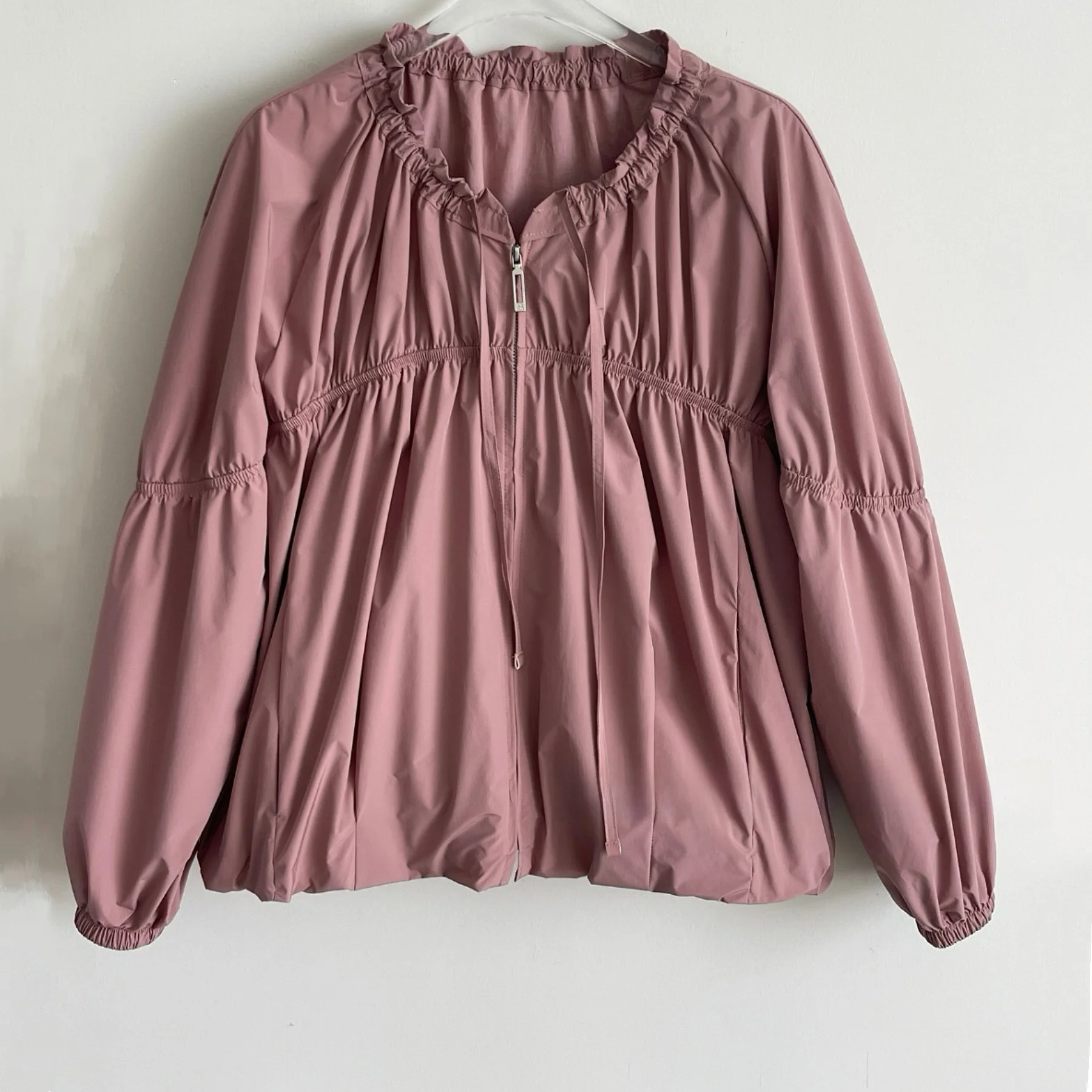 Lemon Cheese M * NE Casual suelta cuello elástico pado chaqueta con cordón Top versátil cómoda csa de manga larga de al...