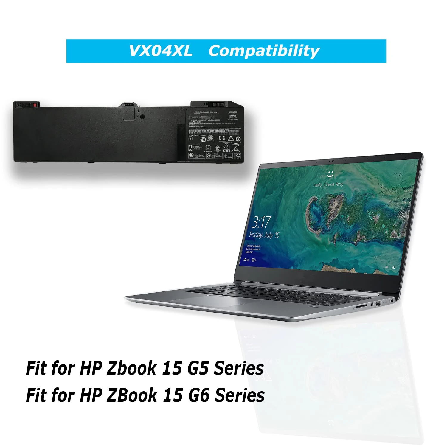 Imagem -02 - Bateria do Portátil para hp Zbook 15 g5 g6 Série 2yw99av 2yx00av 2zc40ea 2zc41ea 3ax02av 3ax04av 4qh14ea 5ky99av 7wy08pa 90wh Vx04xl