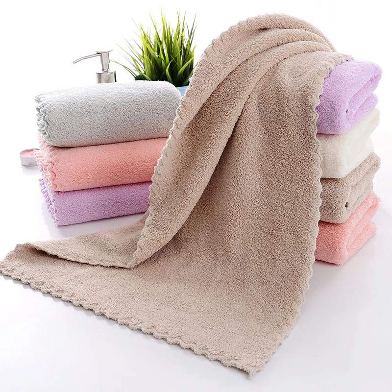 35*75cm Quick-drying Coral Velvet Towel Thickened Soft Shower Towel High Absorbent Facial Towel Bathroom Accessories