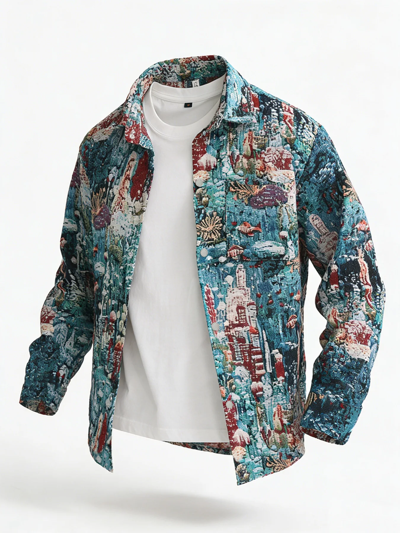 

Модная новая мужская весенне-осенняя куртка с жаккардовым воротником-поло Underwater World, универсальная модная повседневная верхняя одежда