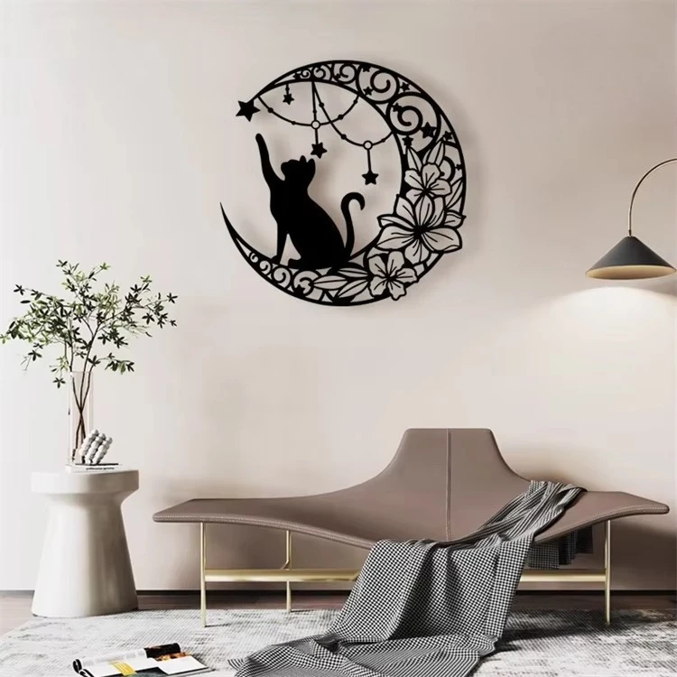 

Easy to assemble for sale Black cat wall clock Luxury home decor
