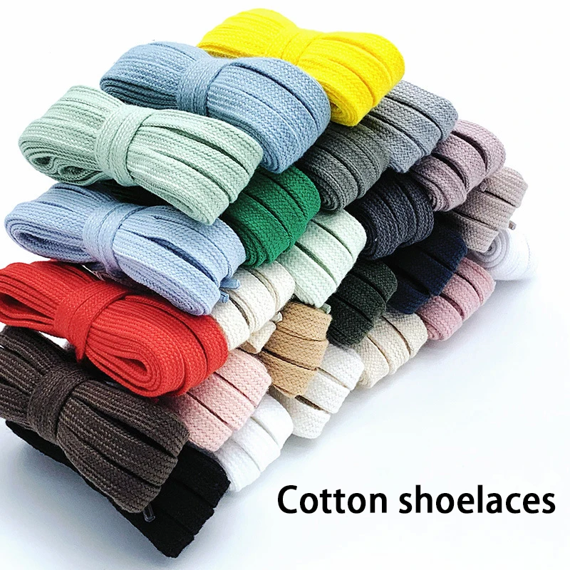 1Pair Classic cotton shoelaces 0.8cm wide Sneakers canvas shoes casual shoelace unisex flat shoelaces Length 100/120/140/160cm