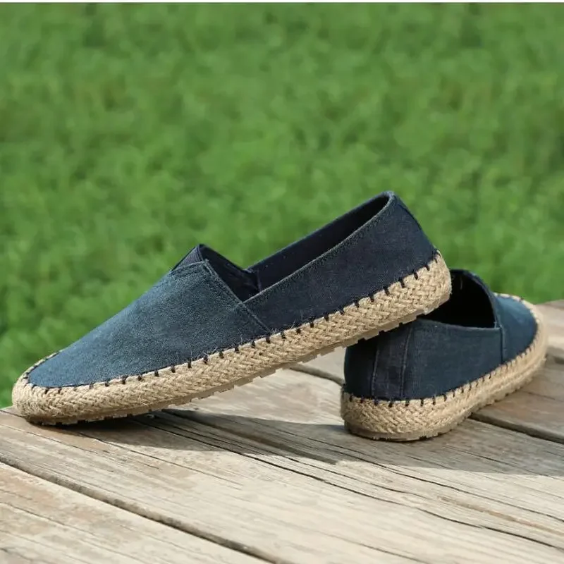 High quality Espadrilles  Footwear Men\'s Flat Canvas Shoes Hemp Lazy Flats For Men Moccasins Male Loafers Driving Shoes 997