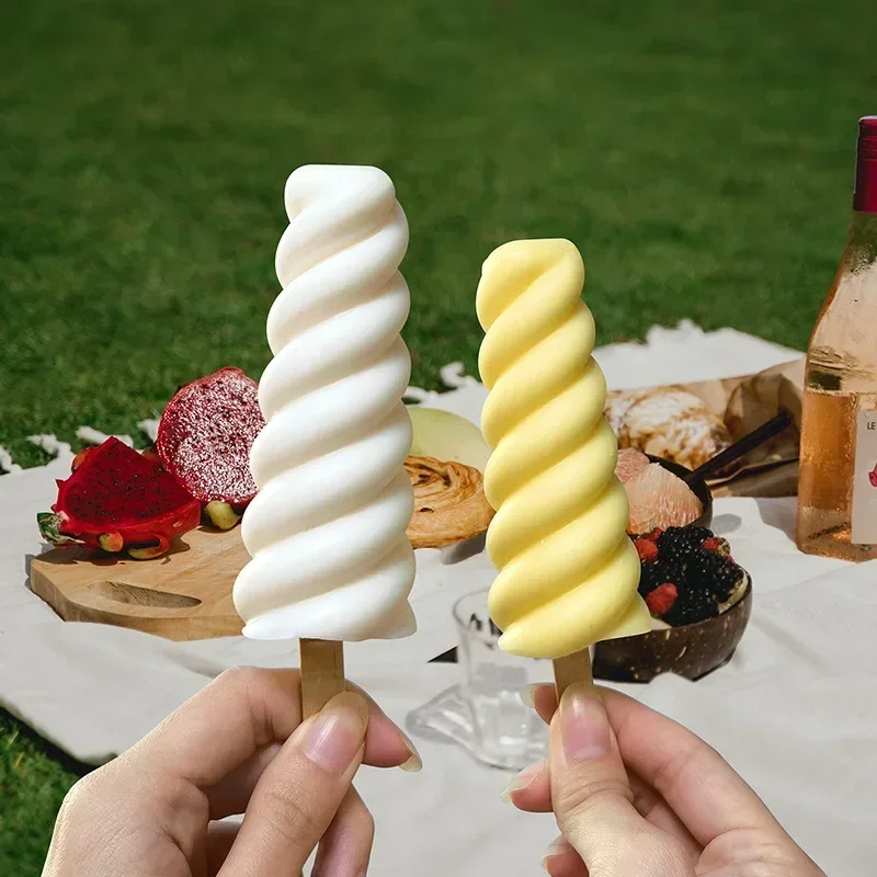 6-even Spiral Ice Cream Silicone Mold Home-made Children Popsicle Maker Food-grade Summer Ice Cream Dessert Jelly Ice Mold