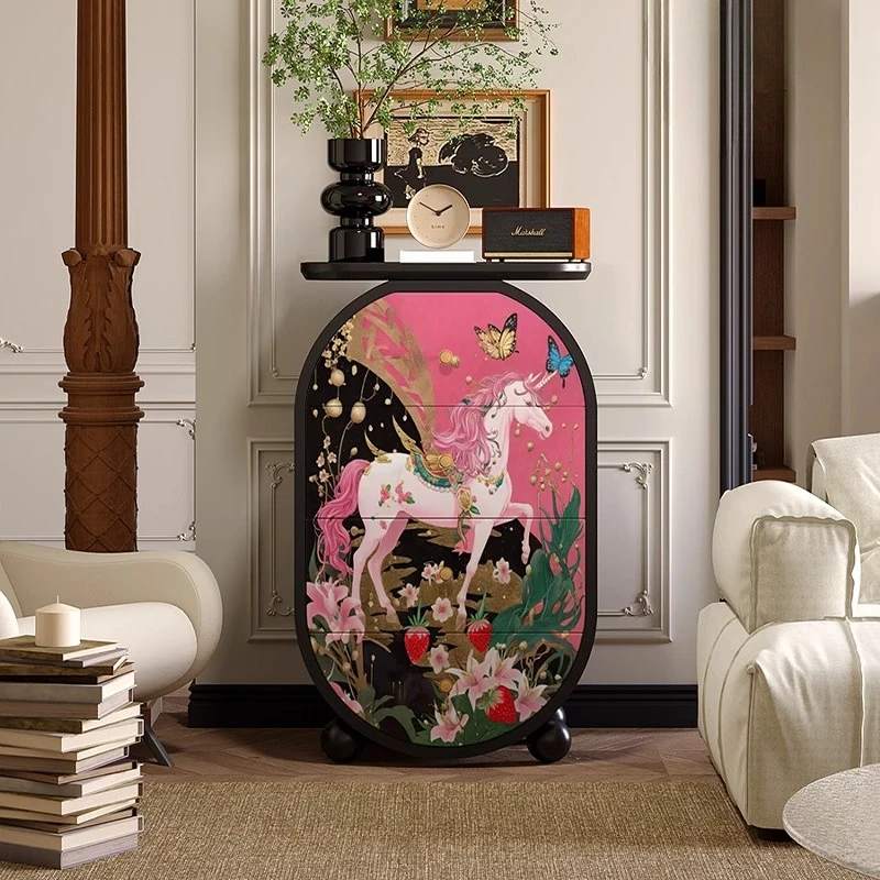 Type dopamine niche art solid wood four-chest cabinet bedroom locker small apartment storage locker
