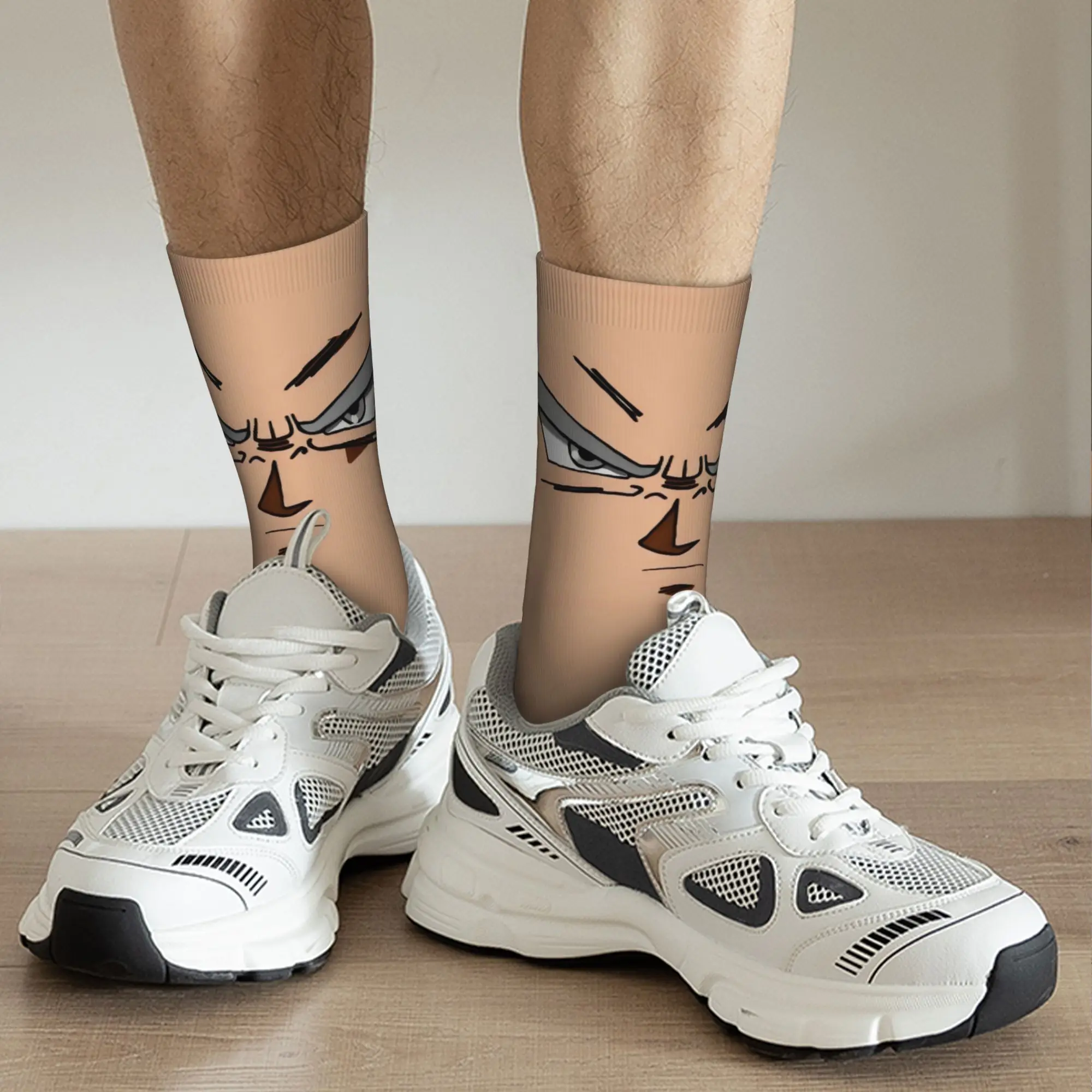 Funny Sock Dragon Ball Mui Goku face Vintage Seamless Pattern Printed Men Socks Novelty Men's Socks view 6