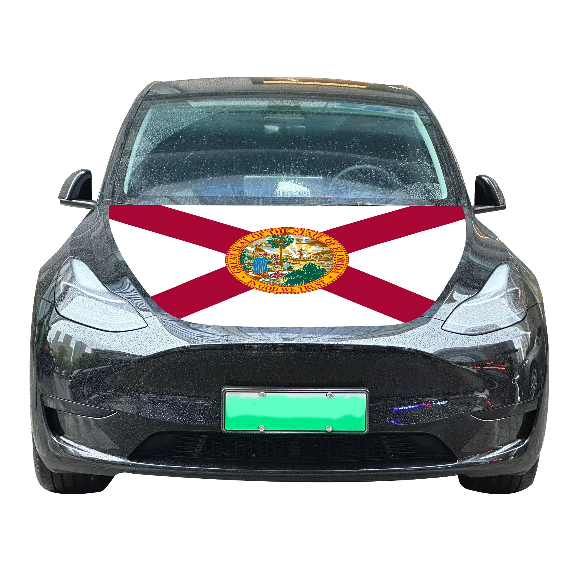 Florida Car Hood Cover Flag  Universal Size Elastic Polyester 120x150cm for Car Decor