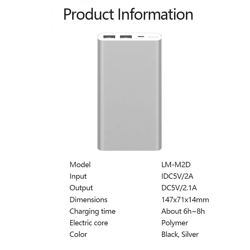 10000mAh Xiaomi Power bank 2 z podwójnym portem USB do szybkiego ładowania Portble mobilny Powerbank dla iPhone 14 Samsung Redmi