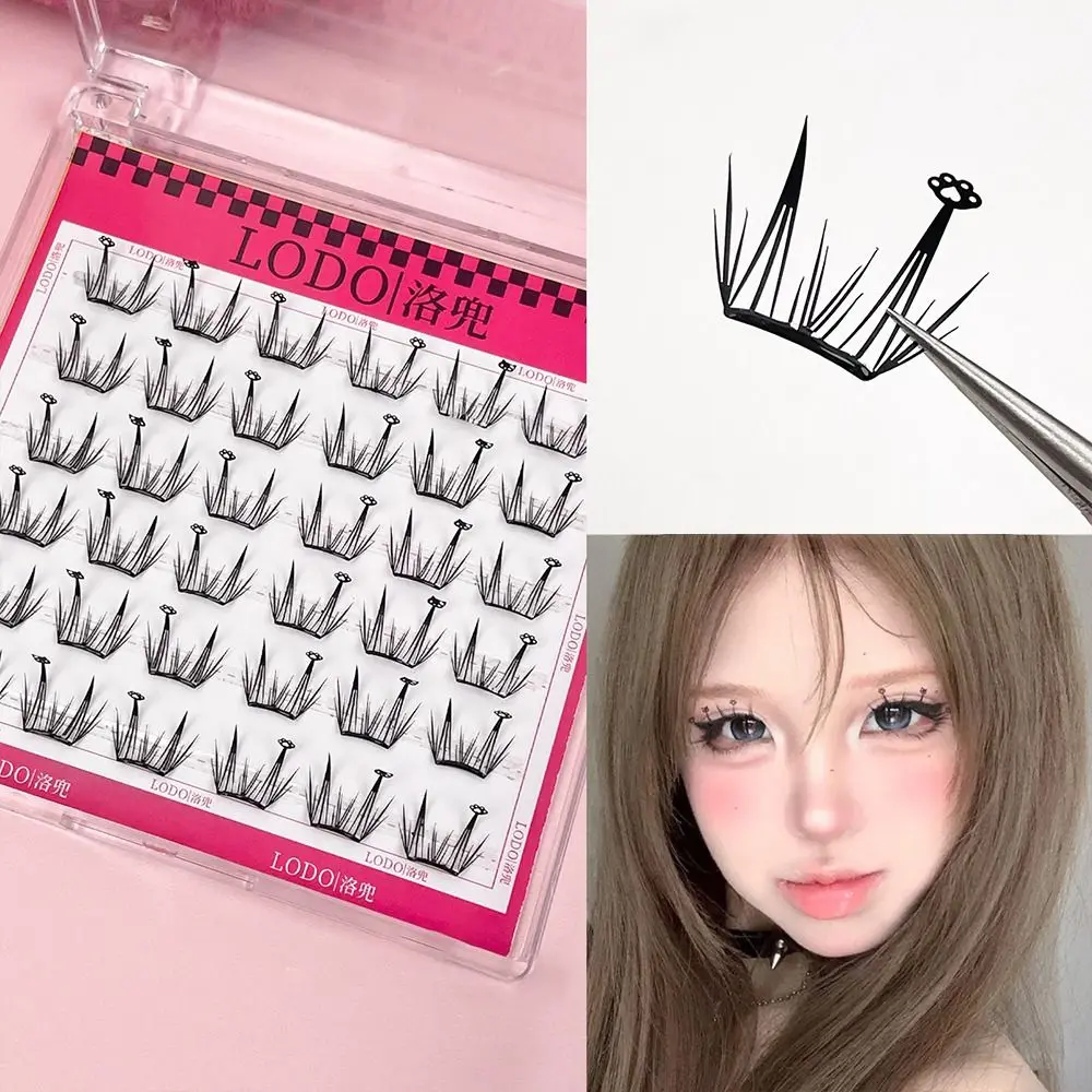 Easy to Apply At Home Self-Adhesive Lash Clusters Anime No Glue Needed Manga Lashes Thin Strip Elf False Eyelashes Women