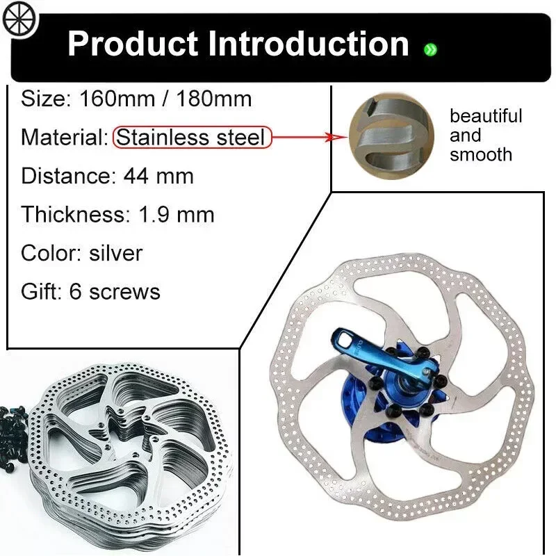 Bicycle Brake Rotors Ultarlight Steel HS1 Efficient Cooling Bike Disc Brake Rotor 160/180mm Hydraulic Brake Disc Rotor Durable