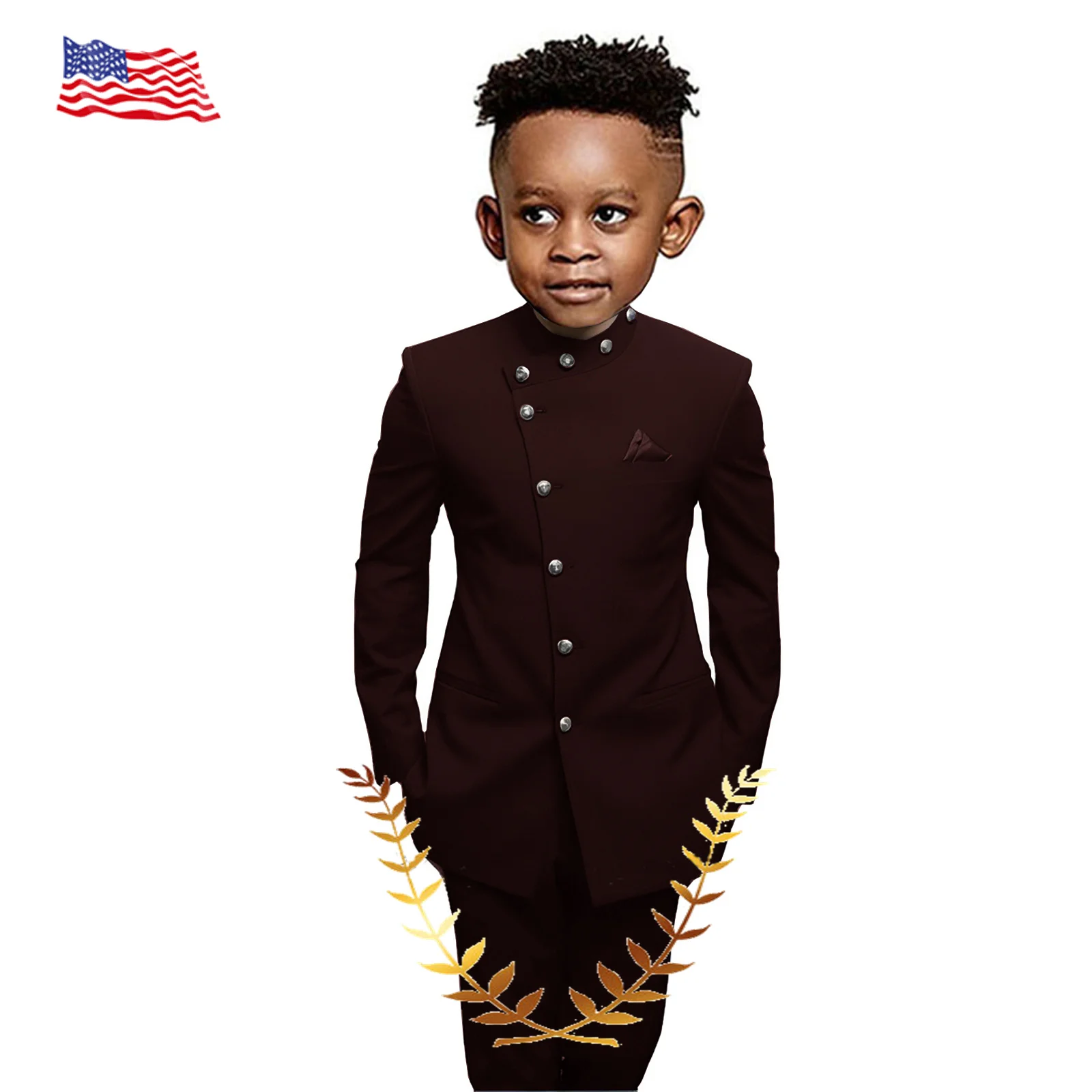 Turquoise Color Boys Suit 2 Piece Indian Style Jacket Pants Formal Party Tuxedo Wedding Kids Clothes 2-16 Years Old