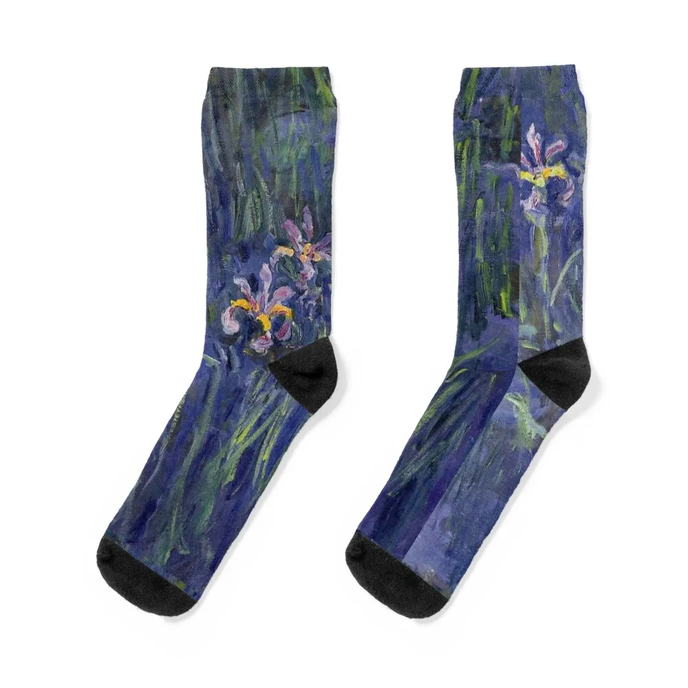 Monet Lilac Irises 2 Socks floor retro short Male Socks Women's