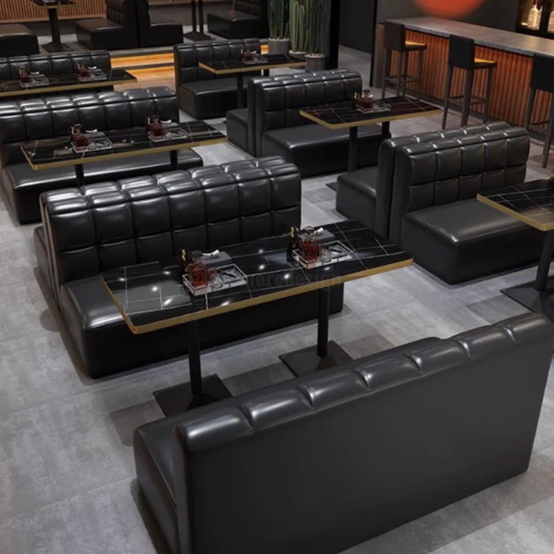 Commercial Modern Chain Customized Bar KTV Cafe Restaurant Casual Negotiation Leather Easy Cleaning 2-person Sofa Box