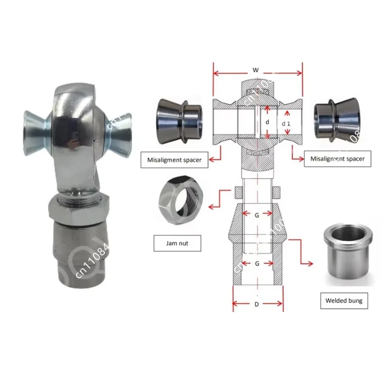 5/8 Thread Heavy Duty Chromoly Heim Joint Kit 1/2 3/4 7/8 1-1/4 Inch Rod End Bearing Offroad Vehicle Suspension Repair Parts